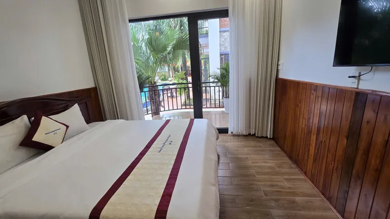 Premium Pool View room with the pool visible through the window